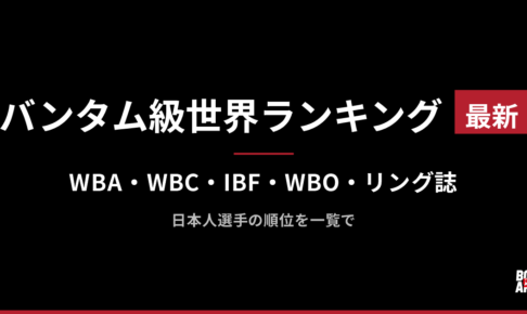 バンタム級世界ランキング最新 WBA・WBC・IBF・WBO・リング誌