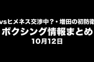 阿久井vsヒメネス交渉中？・増田の初防衛は堤か／ボクシング情報まとめ／10月12日、BOX IS ARTロゴ入り
