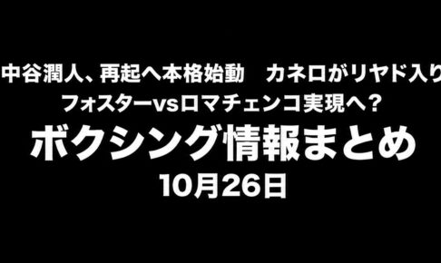 中谷潤人、カネロ、フォスターvsロマチェンコのボクシング情報まとめ。2026年10月26日。BOX IS ARTロゴ入り