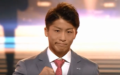 井上選手のスーツはシルバーにピンクのネクタイ！！